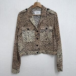 Pistola Kaine Cropped Blouse Leopard Print Button Up Shirt Women’s Small